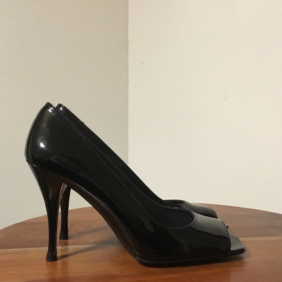 Stuart Weitzman Black Open Toe Heels Size 6M 236 - Picture 1 of 13